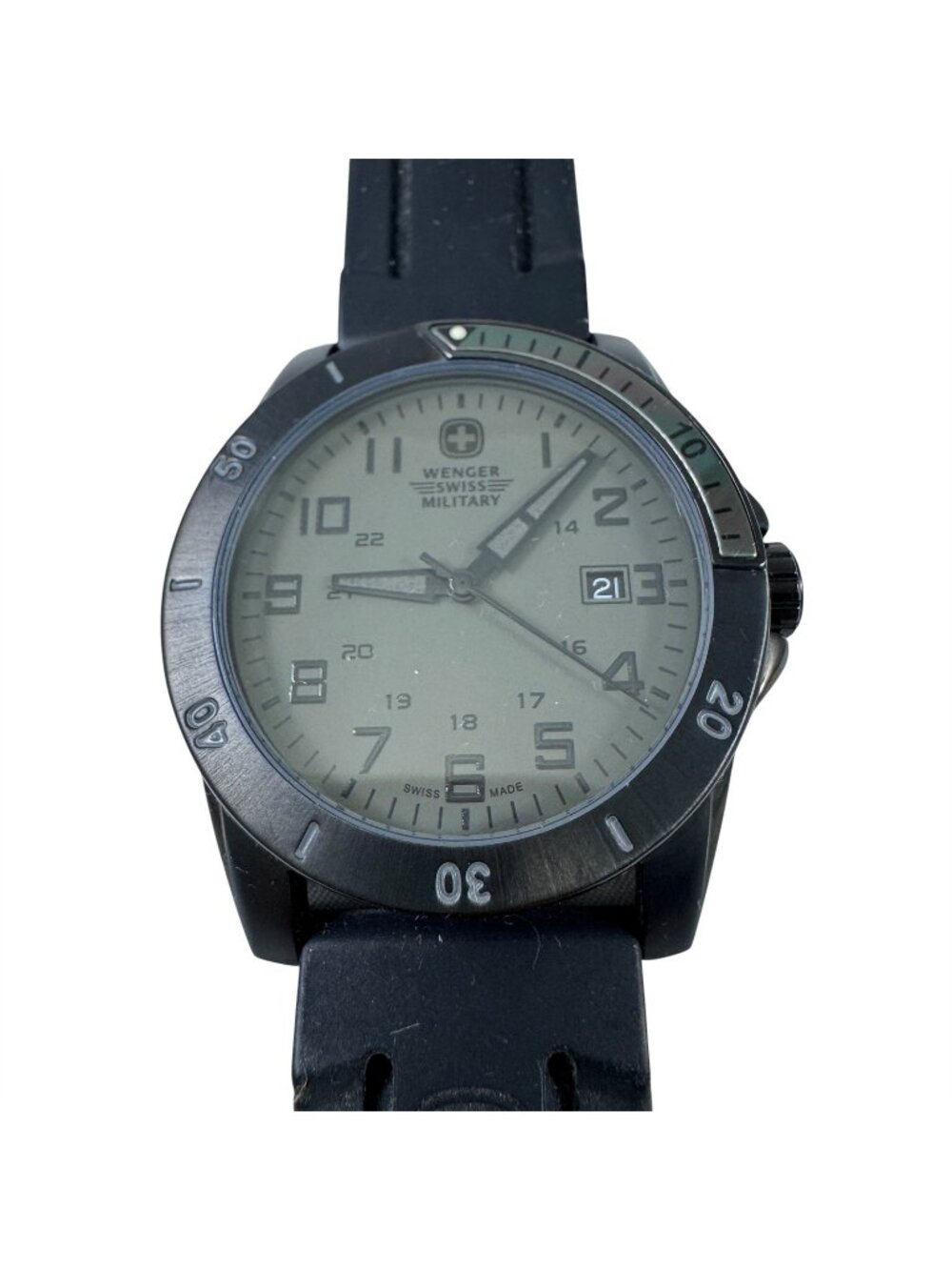Wenger Swiss Military Mens Watch Avalanche 79016 Quartz Black 42mm Blue Face